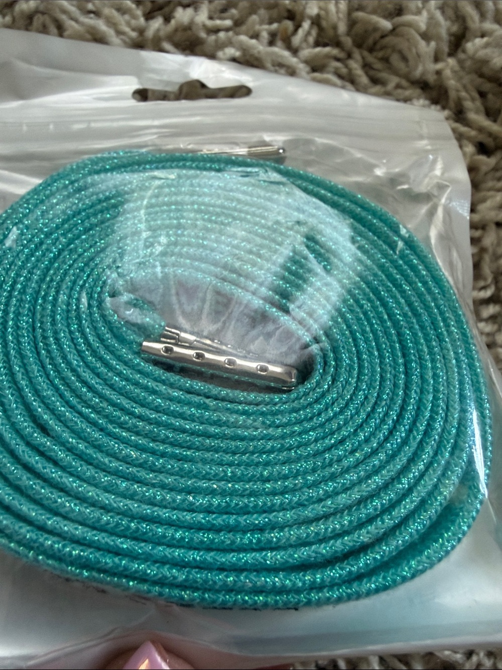 Golden Goose Turquoise Glitter Shoelace Pair size 110 - Picture 3 of 4